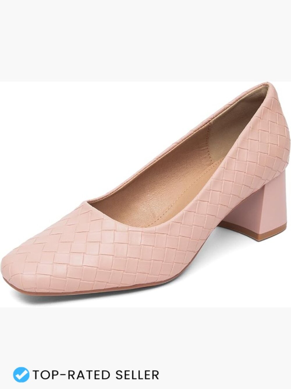 Patent Square Toe Pumps - Chunky Block Heel Dress Shoes for Office & Party